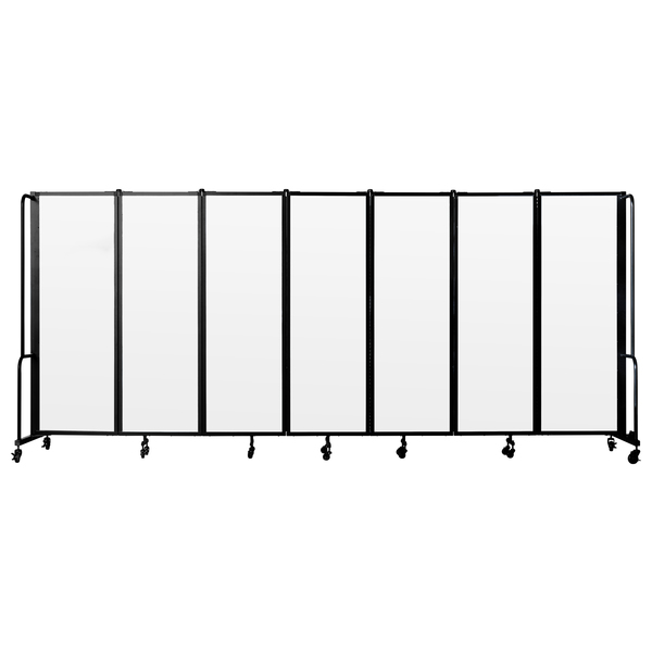 National Public Seating NPS Room Divider, 6' Height, 7 Sections, Clear Acrylic Panels RDB6-7CA